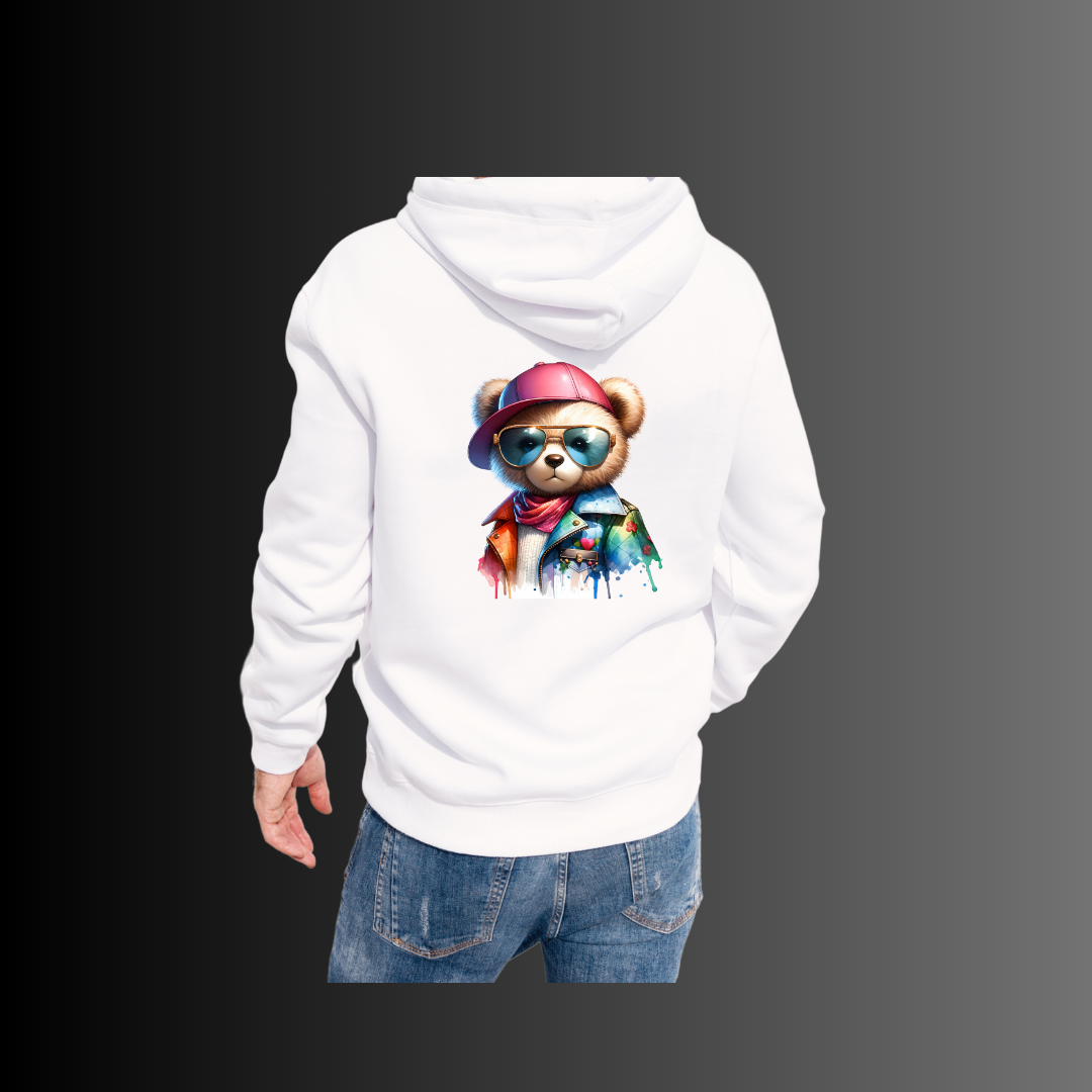 Urban Fashion She Teddy Bear - Sudadera con Capucha Blanca 1